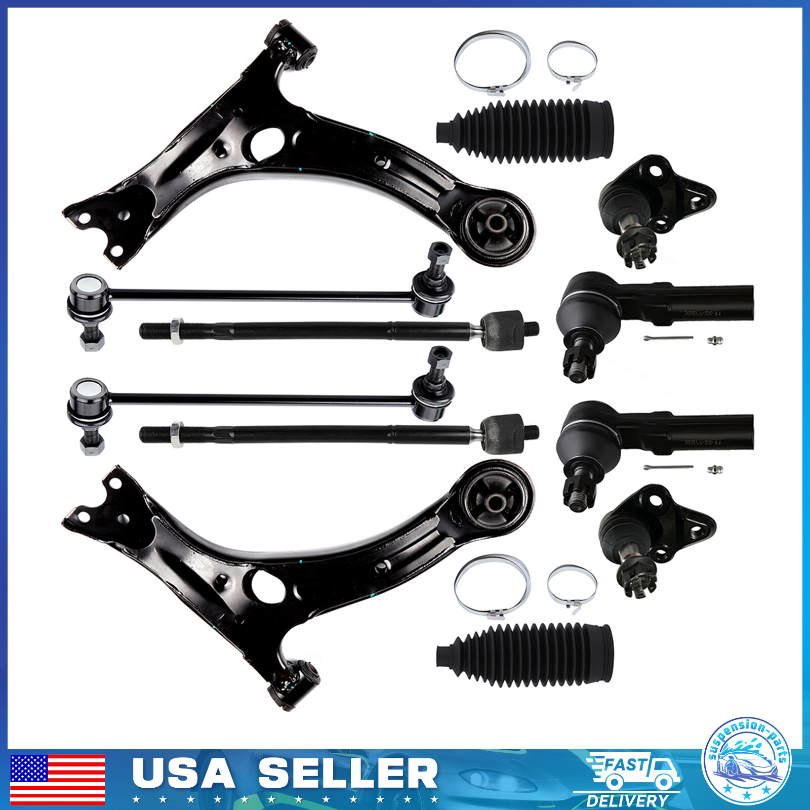 10pc For 2009-2013 Toyota Corolla Front Lower Control Arm Sway Bar Tie Rod End
