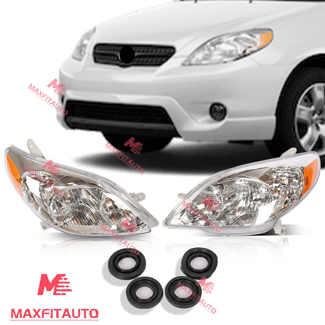 Fits 2003-2008 Toyota Matrix JDM Headlights Headlamps Chrome Housing Pair