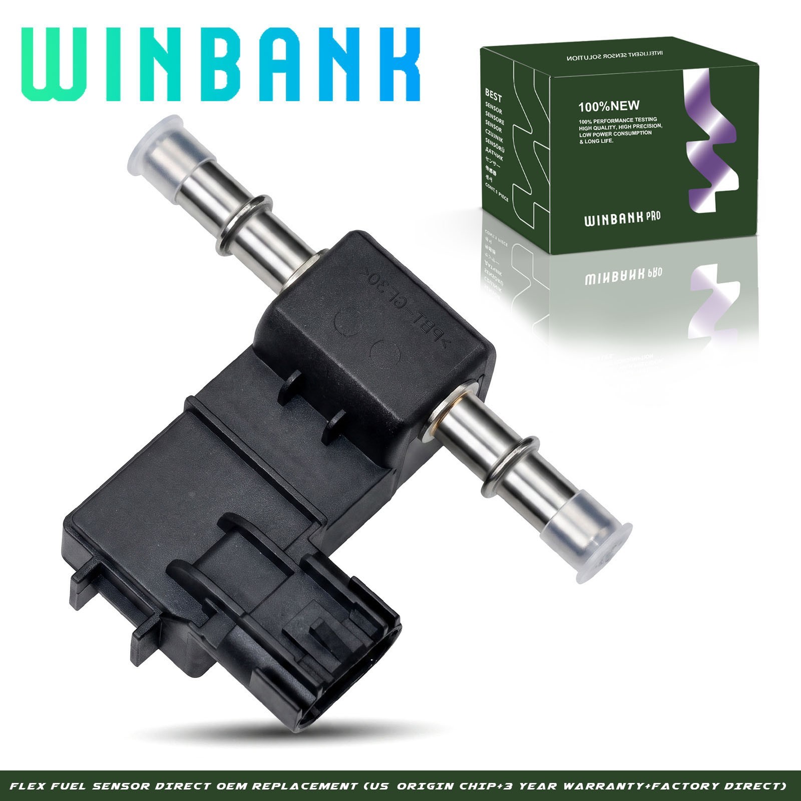 WINBANK E85 Flex Fuel Sensor 3Pins Fits 2012-2017 GMC Terrain 2.4L 3.0L 3.6L