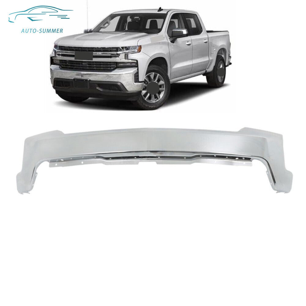 Chrome Steel Front Bumper Fit For 2019 2020 2021 Chevy Silverado 1500 W/O Park