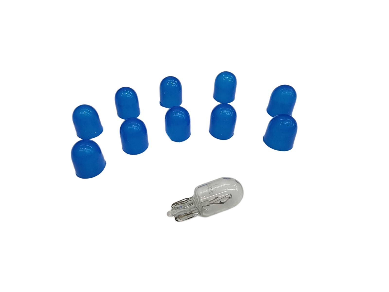 (10 qty) BLUE 10mm T10 168 192 light bulb color caps covers Toyota Honda Import