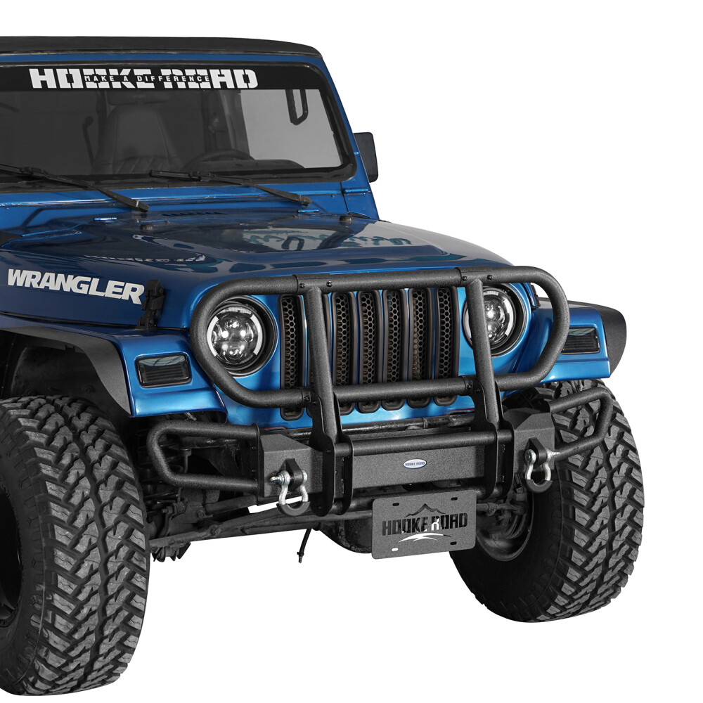 Full Grille Guard Front Rear Bumper w/ LED Lights For Jeep Wrangler 87-06 YJ TJ