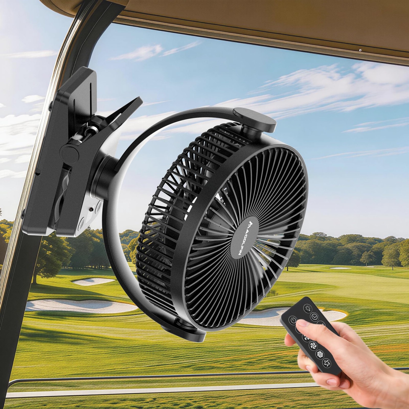 8inch Magnetic Clip on Fan for Golf Cart, 12000mAH Battery Operated Portable ...