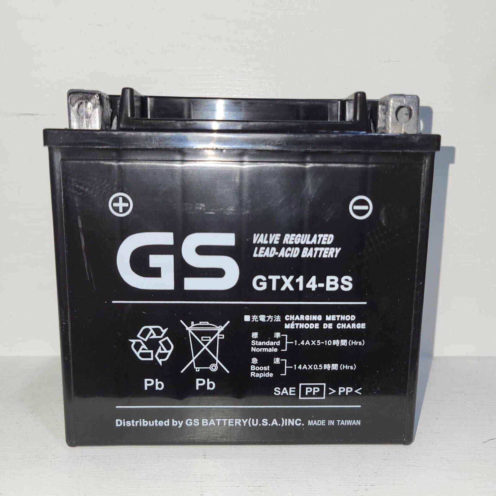GTX14-BS GS YUASA BATTERY with Hardware Ready for Install AKA YTX14-BS