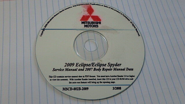 ORIGINAL 2009 MITSUBISHI ECLIPSE SPYDER SERVICE MANUAL ON CD