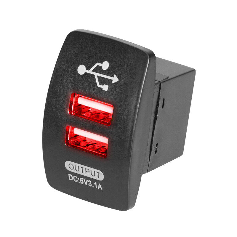 12V-24V 3.1A Dual Socket Waterproof LED USB Car Auto Power Supply Charger Port 