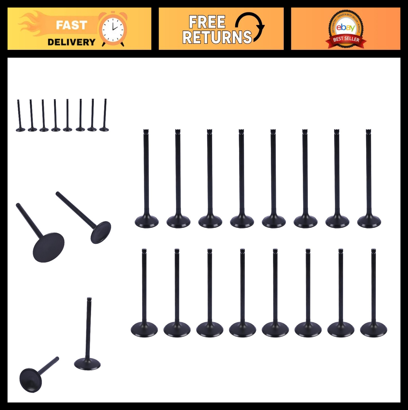 16PCS Intake & Exhaust Valve Set for GM V8 4.8L 5.3L 6.0L 2004-2014, Replace 125