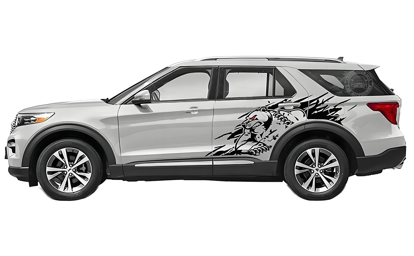 2 PCS Mud Splash Graphics Bear Decal For Ford Explorer Side Door Sticker Vinyl