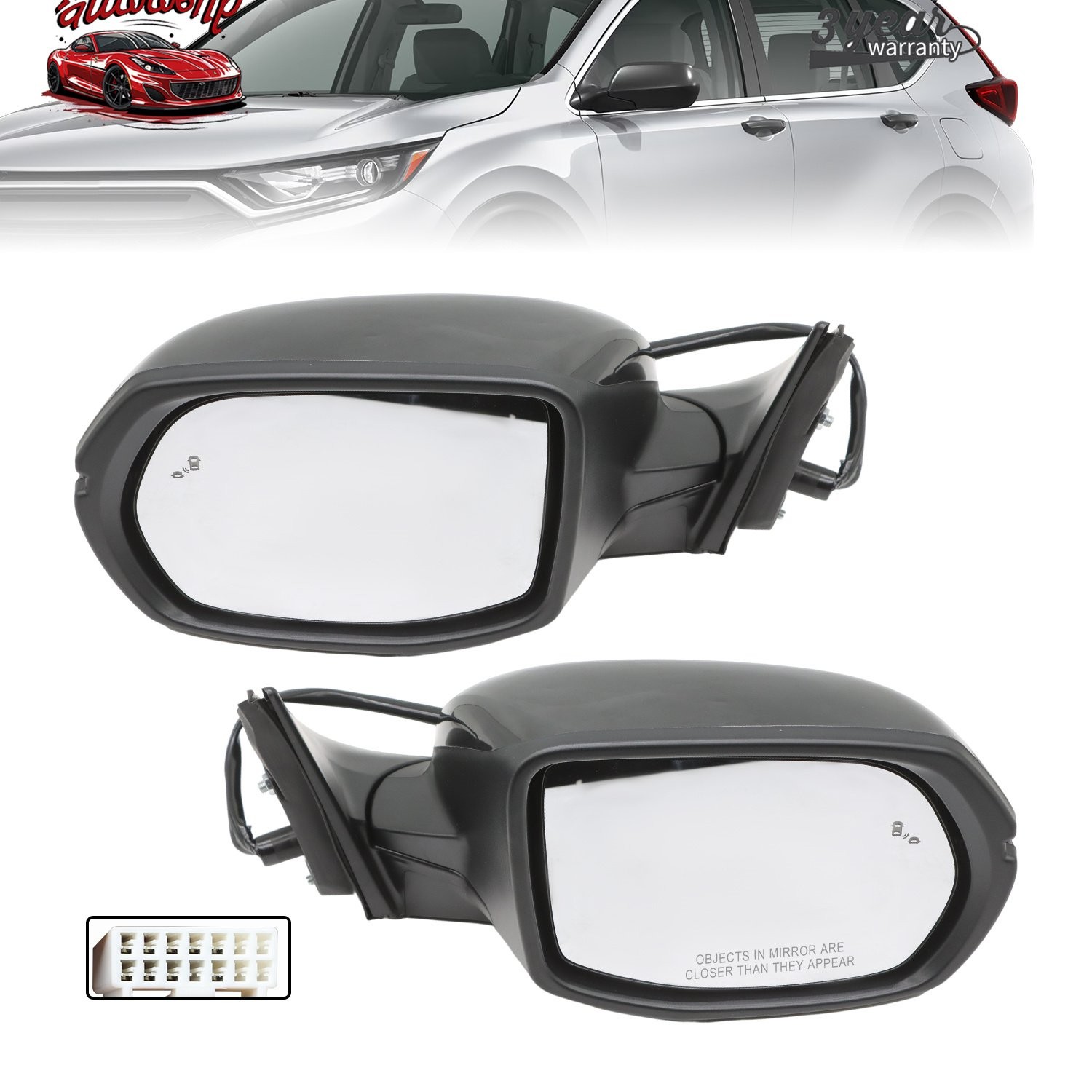 2Pcs Power Heated Mirror with Blind Spot & Turn Signal for Honda CR-V 2017-2022