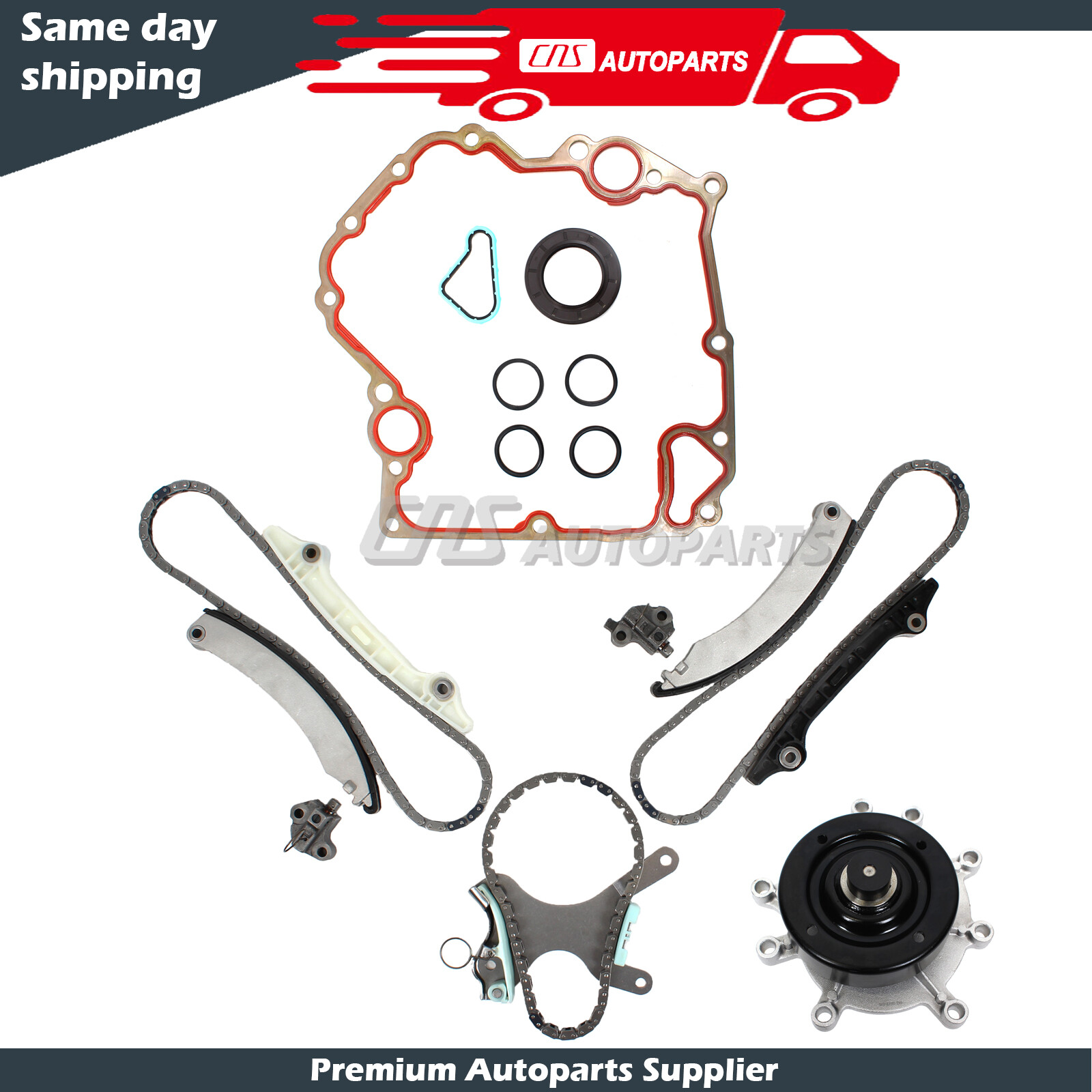 Timing Chain Kit w/ Cover Gasket & Water Pump Fits 2002-2011 Dodge Jeep 3.7L Timing Chain Kit w/ Cover Gasket & Water Pump Fits 2002-2011 Dodge Jeep 3.7L