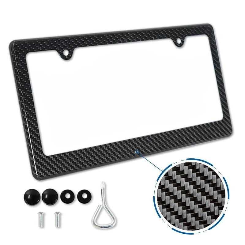Black 3K Twill Carbon Fiber License Plate Frame Cover US Standard Universal Size Black 3K Twill Carbon Fiber License Plate Frame Cover US Standard Universal Size