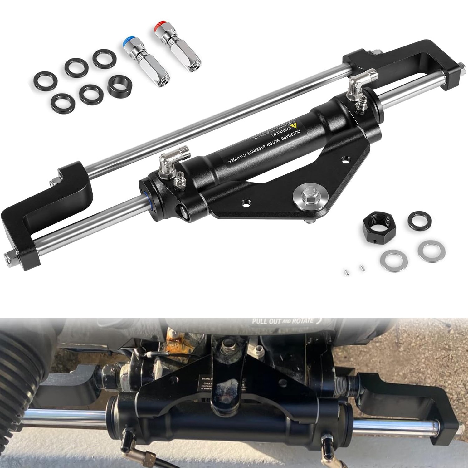 For Seastar Boat Steering Cylinder Ram HC5345-3 Mercury Yamaha Outboard Suzuki