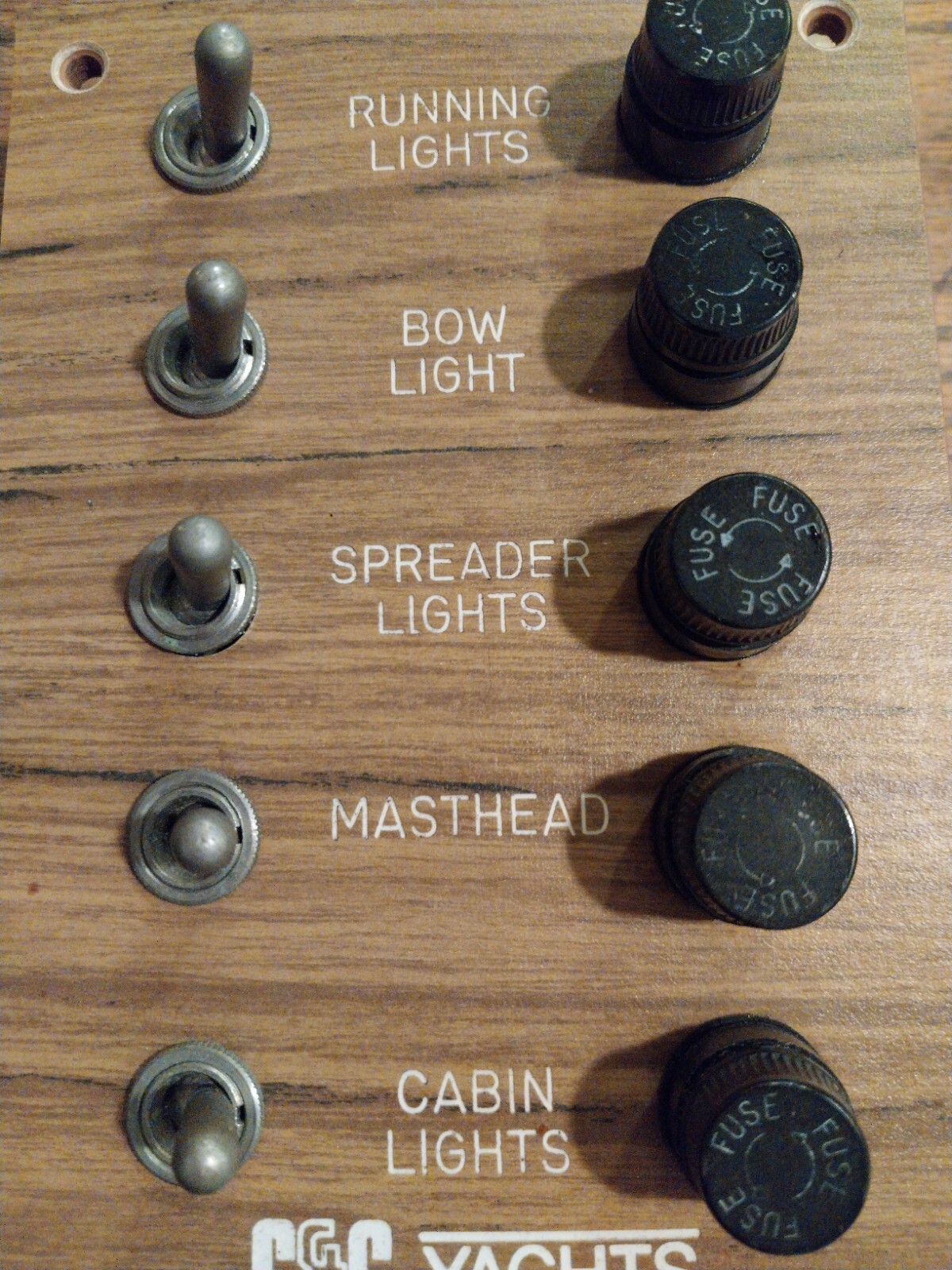 C&C YACHTS ORIGINAL SWITCH/FUSE PANEL, OFF 25 SAILBOAT