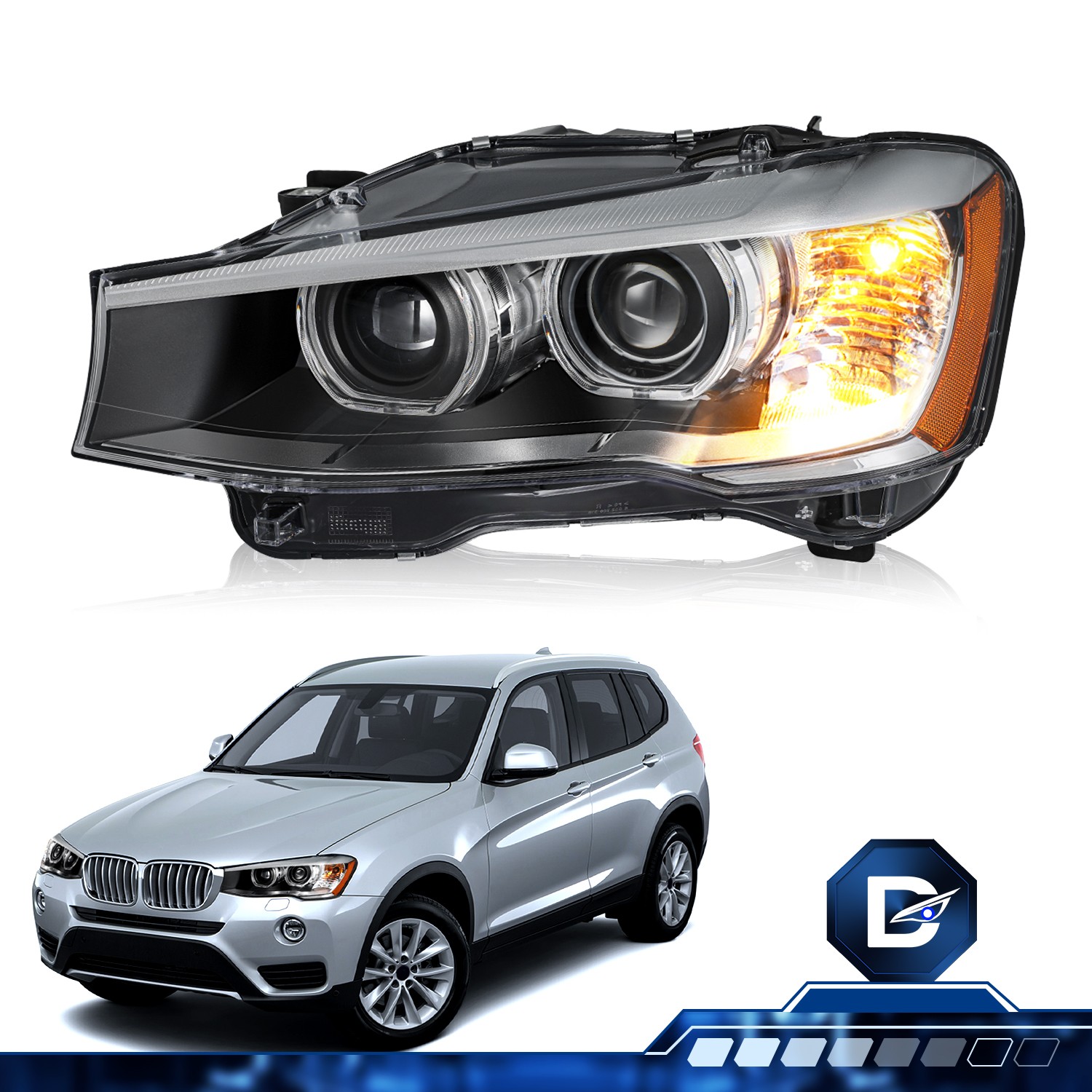 DriveForge For 2015-2017 BMW X3/X4 HID w/o AFS LED DRL Projector Headlight Left DriveForge For 2015-2017 BMW X3/X4 HID w/o AFS LED DRL Projector Headlight Left