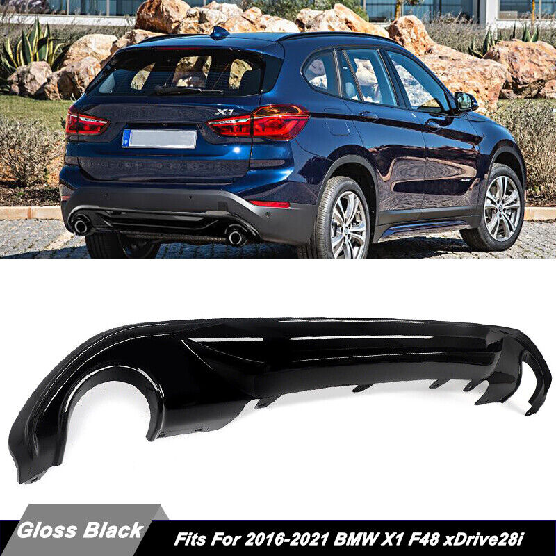 For 2016-2021 BMW X1 F48 xDrive28i Glossy Black Rear Bumper Diffuser Lip Spoiler
