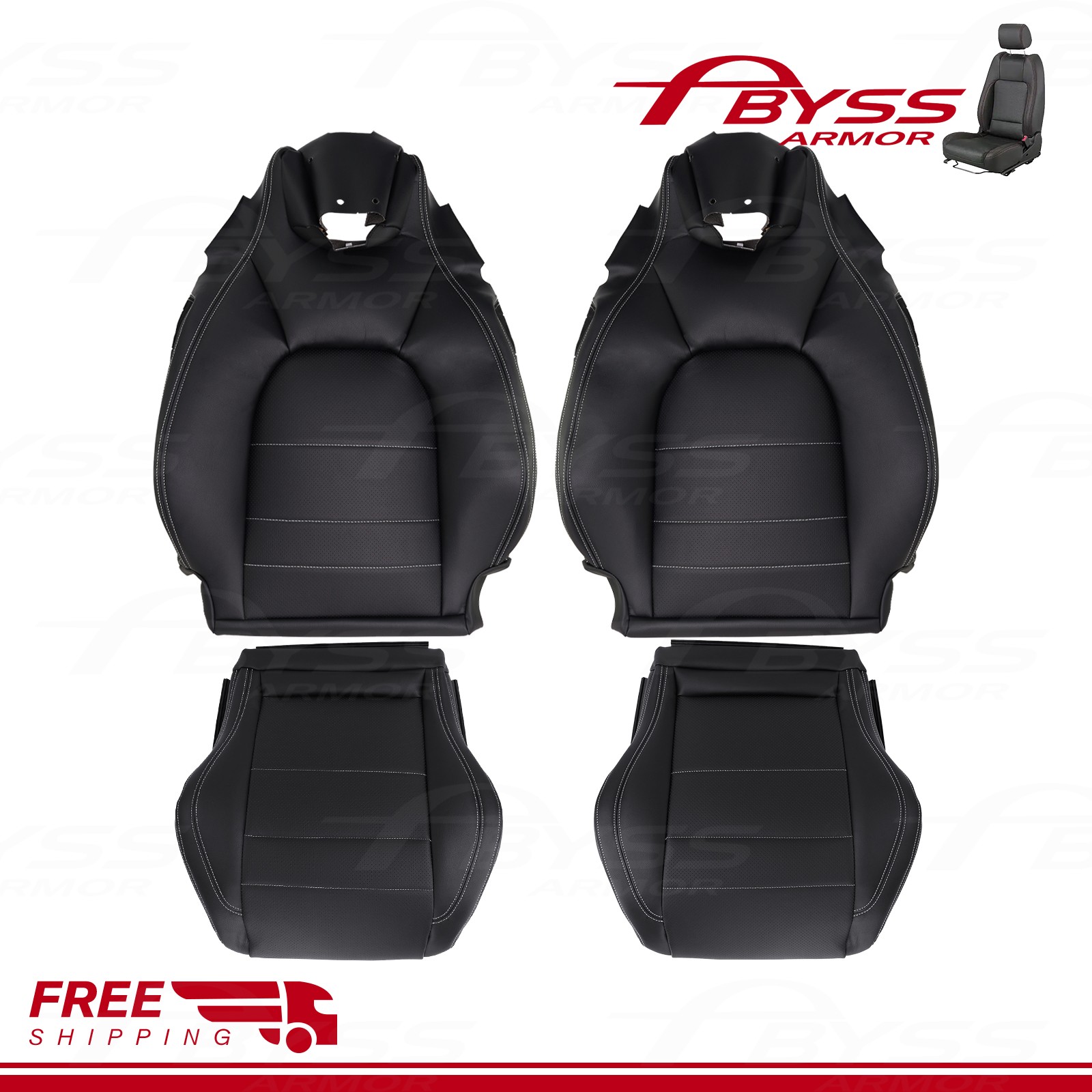 Fit 2012-2016 Mercedes Benz C250 C350 Coupe Front Bottom Top Seat Cover Black