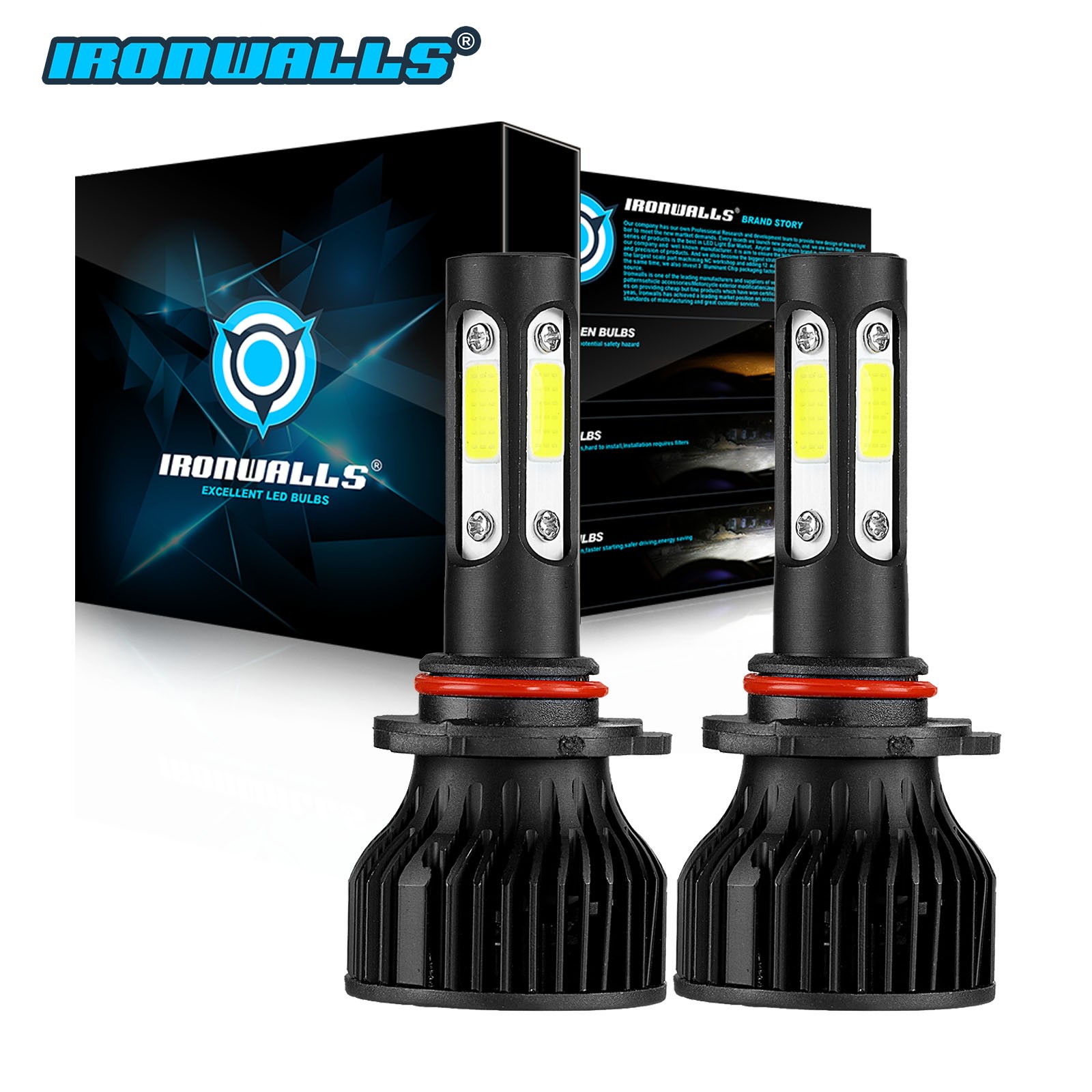 4 Sides 9006 HB4 LED Headlight Kits FOG Bulbs Hi/Low Beam 2400W 360000LM 6000K