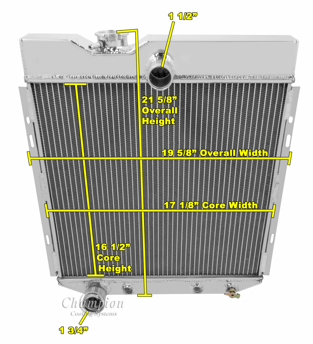 3 Row Eagle Champion Radiator for 1966 - 1977 Ford Bronco 6 Cylinder Engine