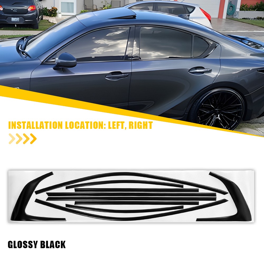 1Set Glossy Black Chrome Delete Finish Window Trims Vinyl Fit Lexus IS 2021-2025