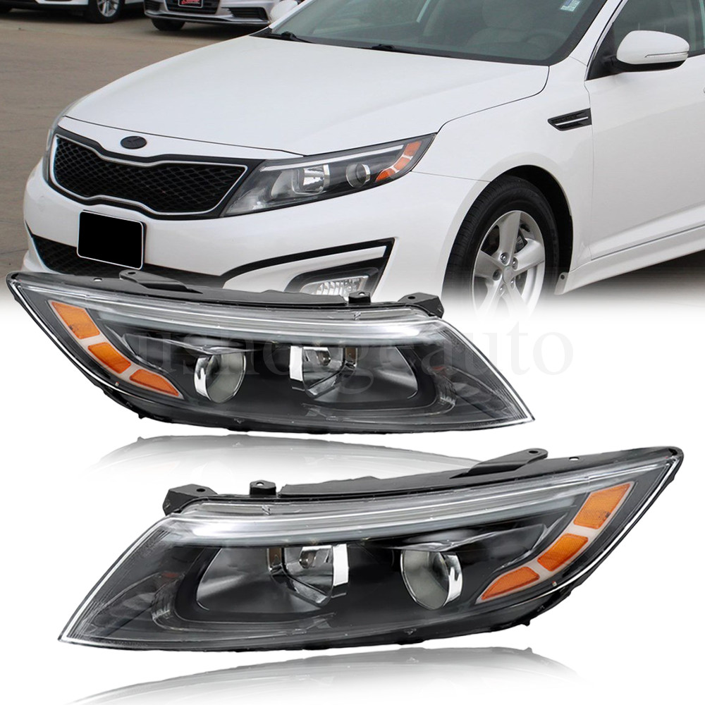 Pair Halogen Headlights Headlamps Assembly For 2014-2015 Kia Optima Left+Right