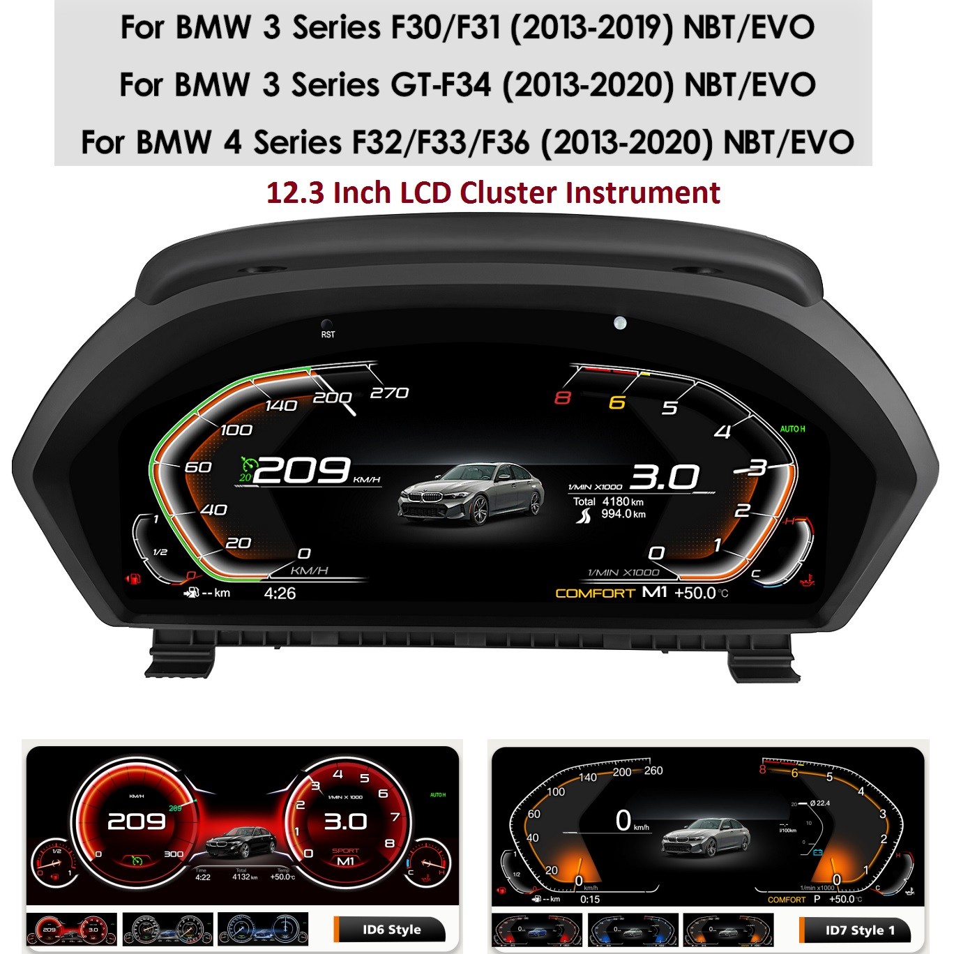 12.3‘Digital Instrument Cluster For BMW 3 Series F30 F31 4 Series Speedometer