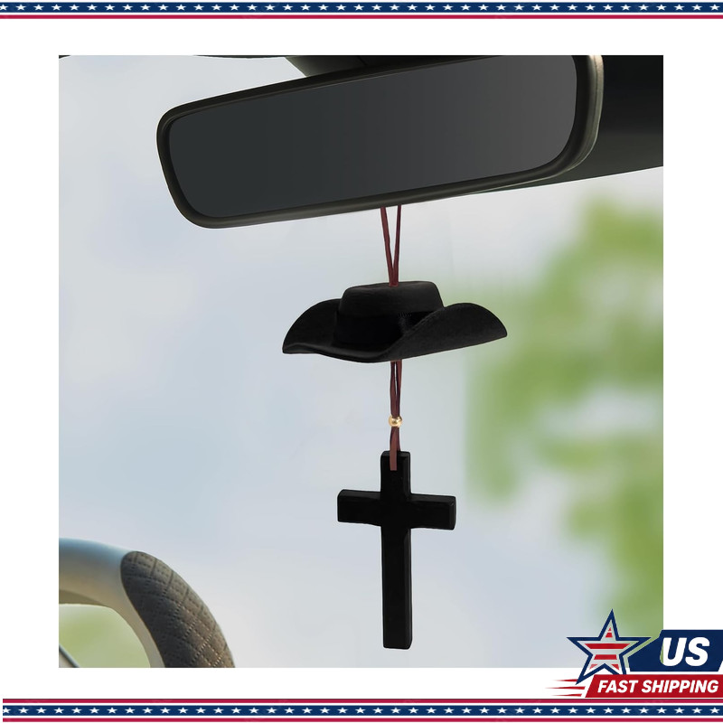 Western Cowgirl Style Felt Car Charm CrossColor: Black Western Cowgirl Style Felt Car Charm CrossColor: Black