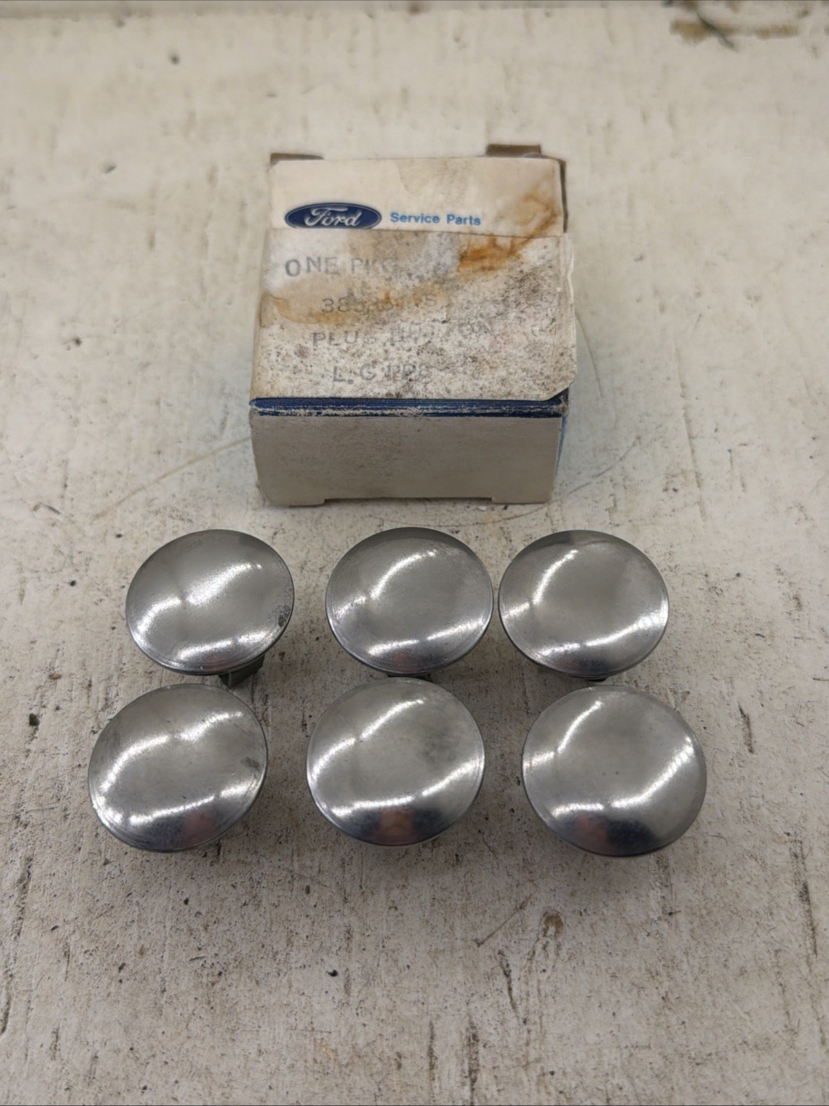 6-NOS OEM New Ford stainless steel Chrome bumper bolt dummy plug button 6-NOS OEM New Ford stainless steel Chrome bumper bolt dummy plug button