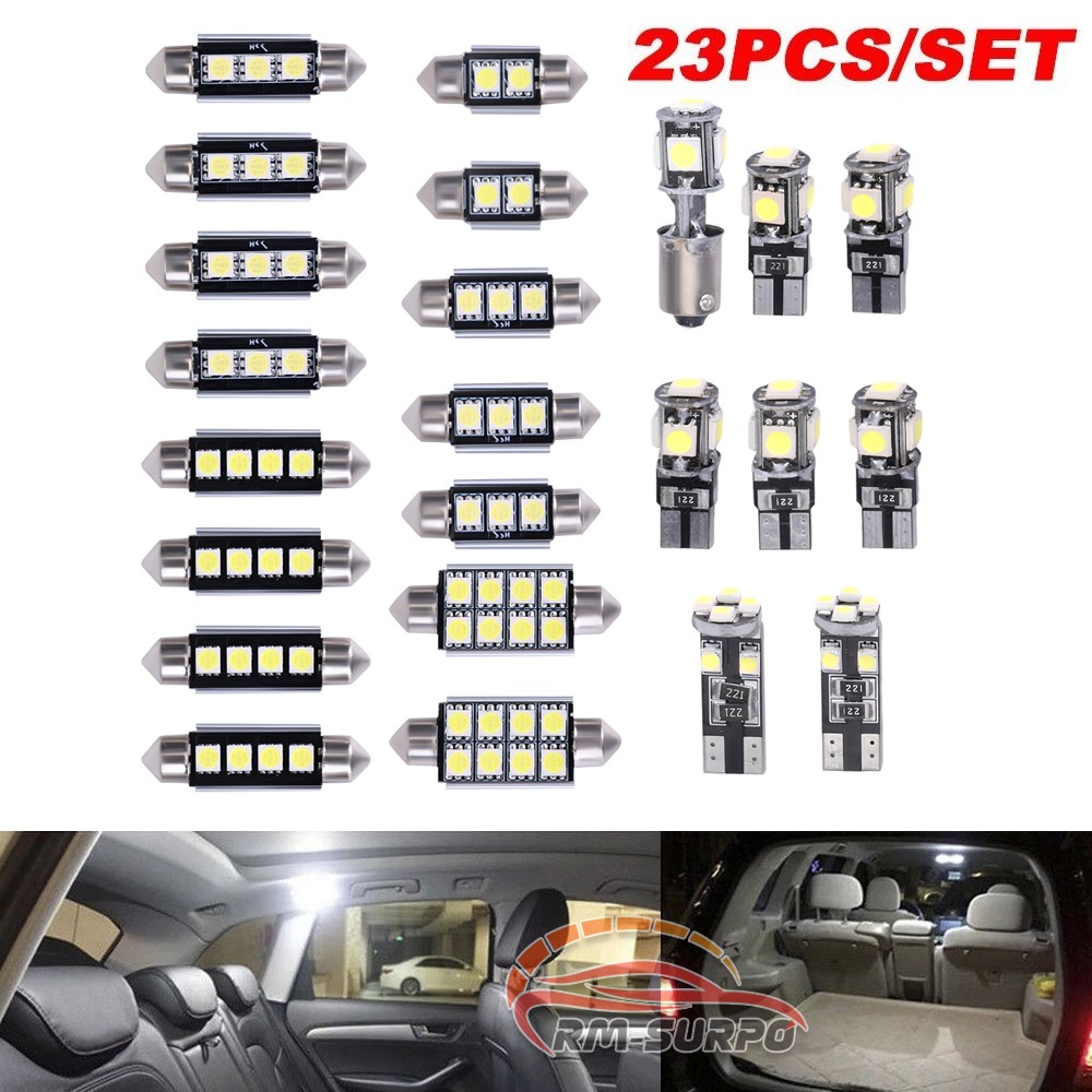 23x White LED Car Interior Inside Light Dome Trunk Map License Plate Lamp Bulbs