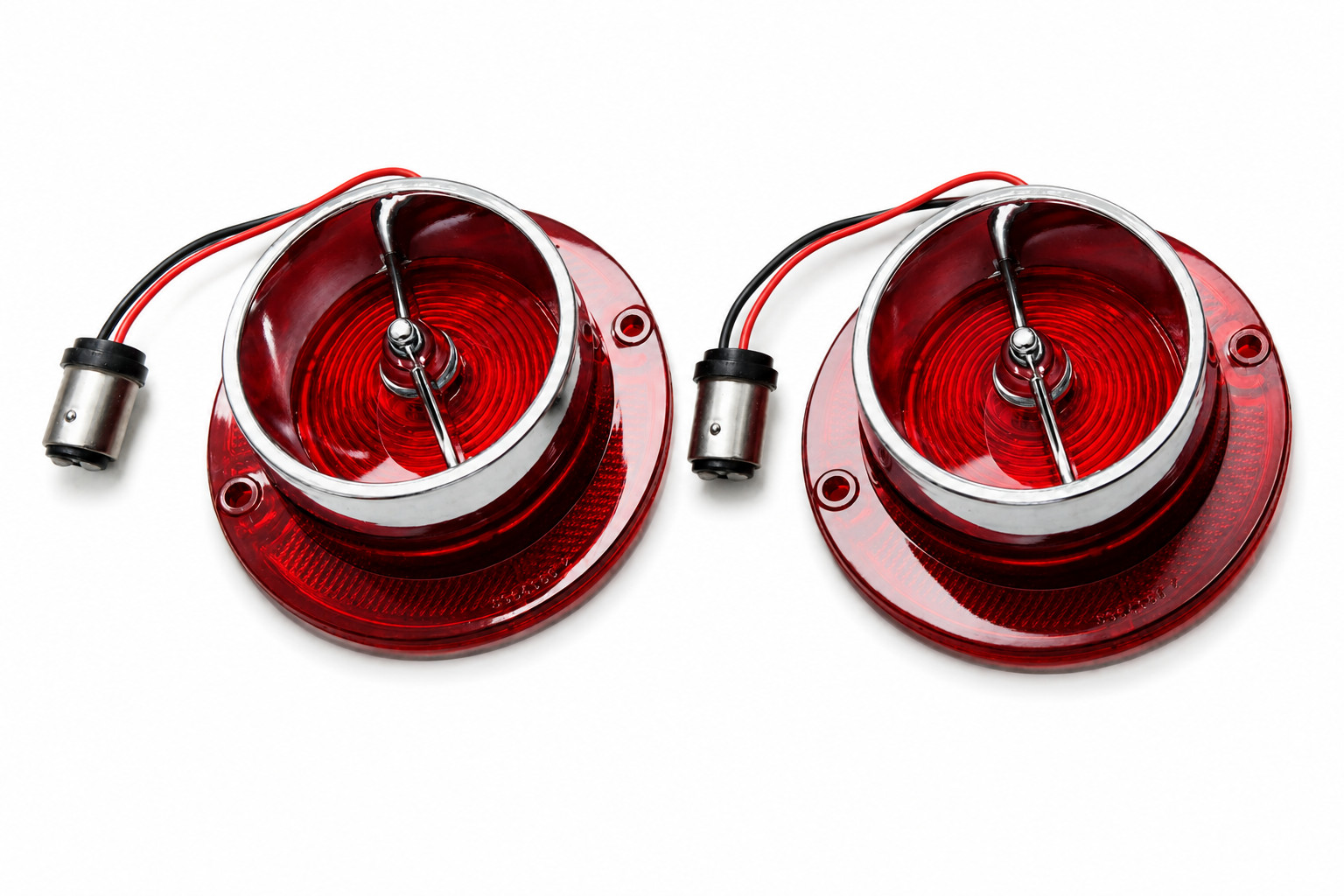 2x 1963 Chevrolet Impala Bel Air Biscayne LED Tail Light Lens w/ Chrome Bezels