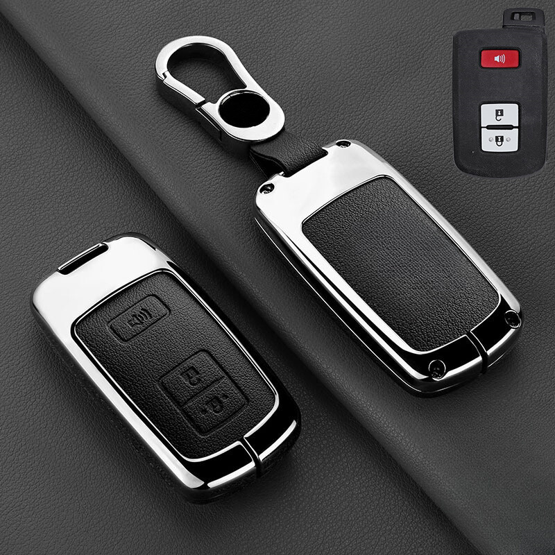 Zinc Alloy Leather Car Key Case Cover For Toyota Avalon Tacoma Camry Corolla 