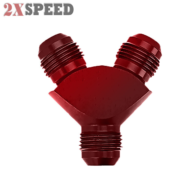 EMUSA Red Aluminum Y Block Flare Fitting 10x 10x 10AN Male Threaded Hose Adapter