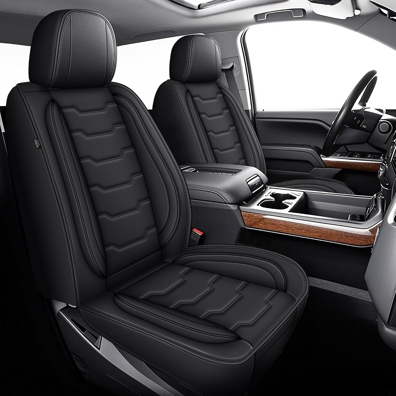 for Chevy Silverado Seat Covers Premium Leather Blackline 5 Seats
