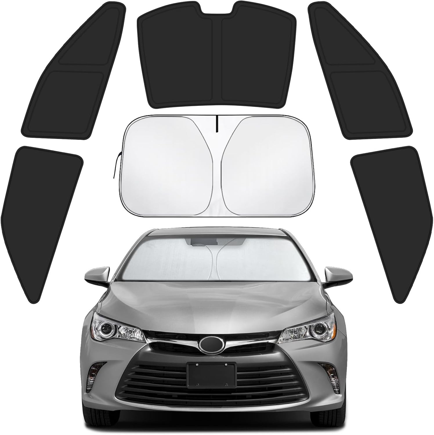 Car Window Shades for Toyota Camry 2012-2017 - Full Set 6PCS (Blackout Fabric)