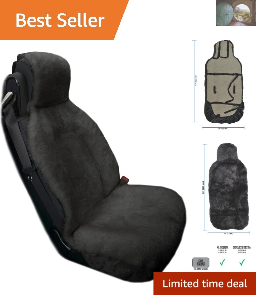 Sideless Gray Sheepskin Seat Cover - Comfortable, Elegant, Airbag Compatible