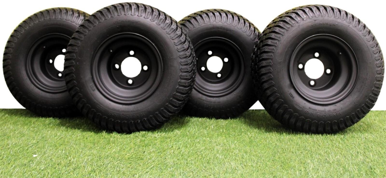 Antego 18x8.50-8 ATW-003 Matte Black Golf Cart Tire & Wheel Set of 4
