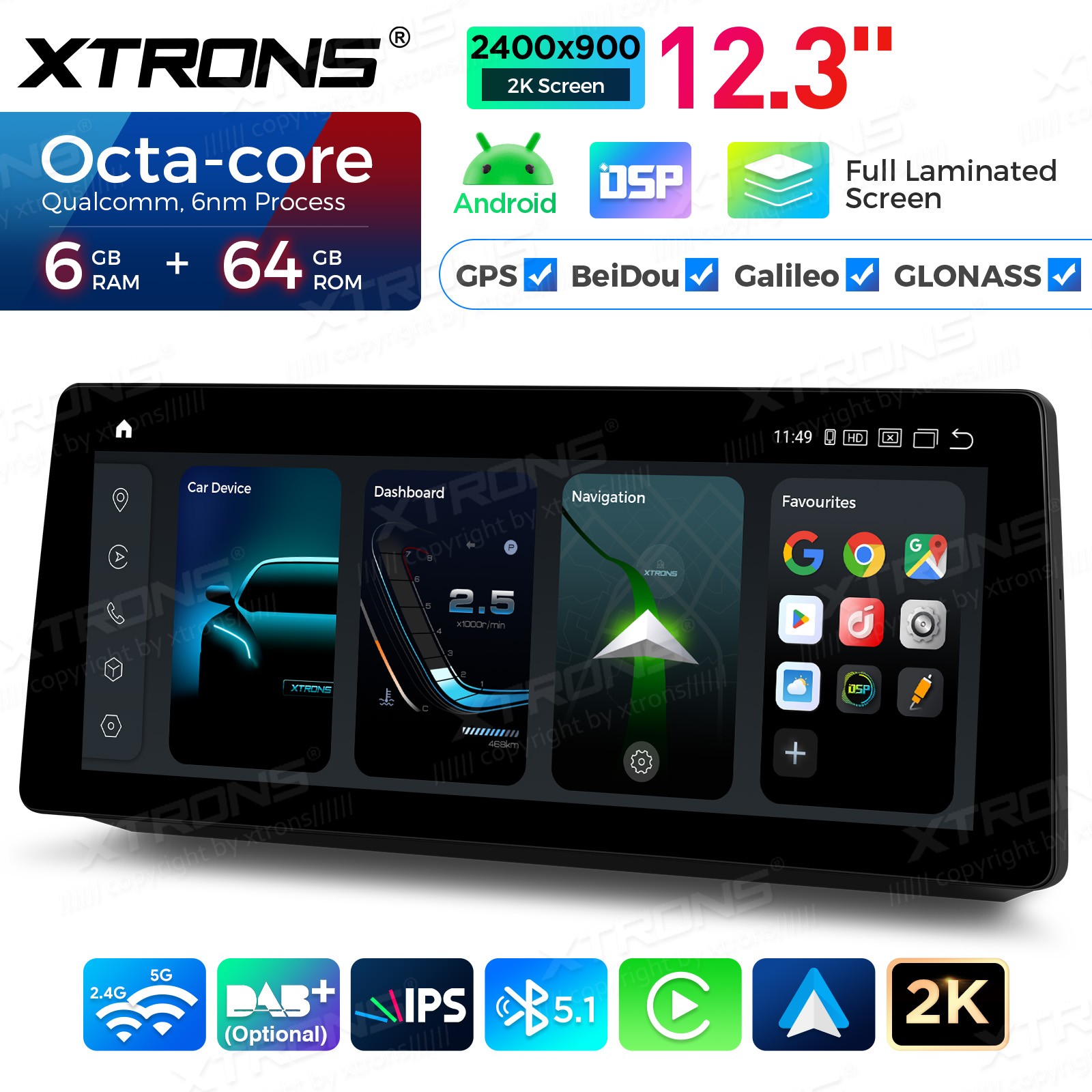 12.3 2K Touch Screen Android Radio for BMW 5 Series M5 E60 CCC GPS Stereo Player