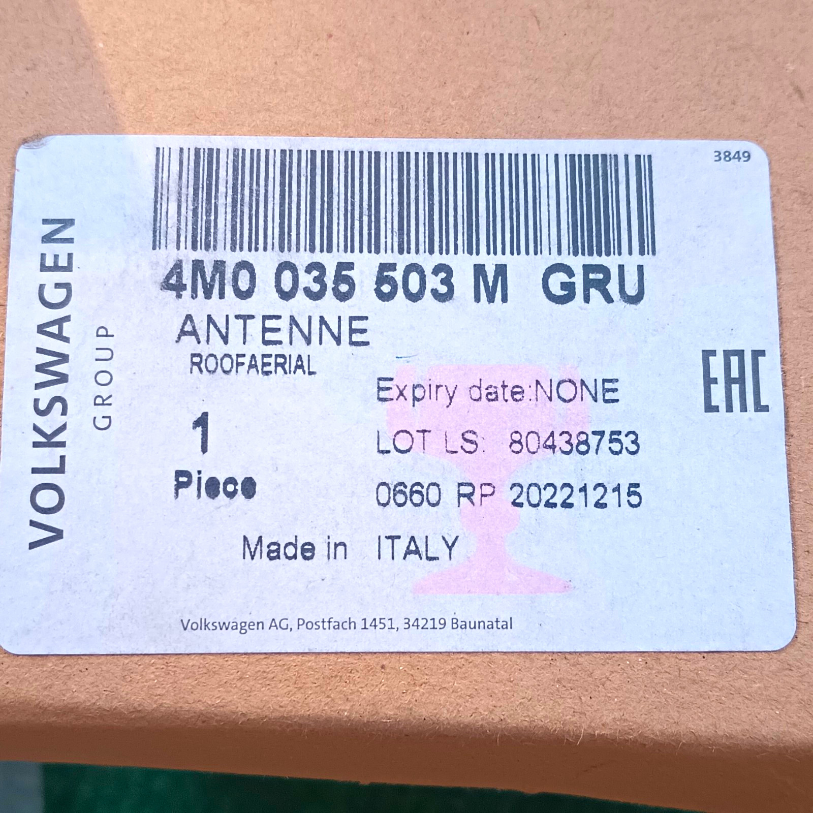 2017-2020 Audi Radio Antenna 4M0 035 503 M 2017-2020 Audi Radio Antenna 4M0 035 503 M