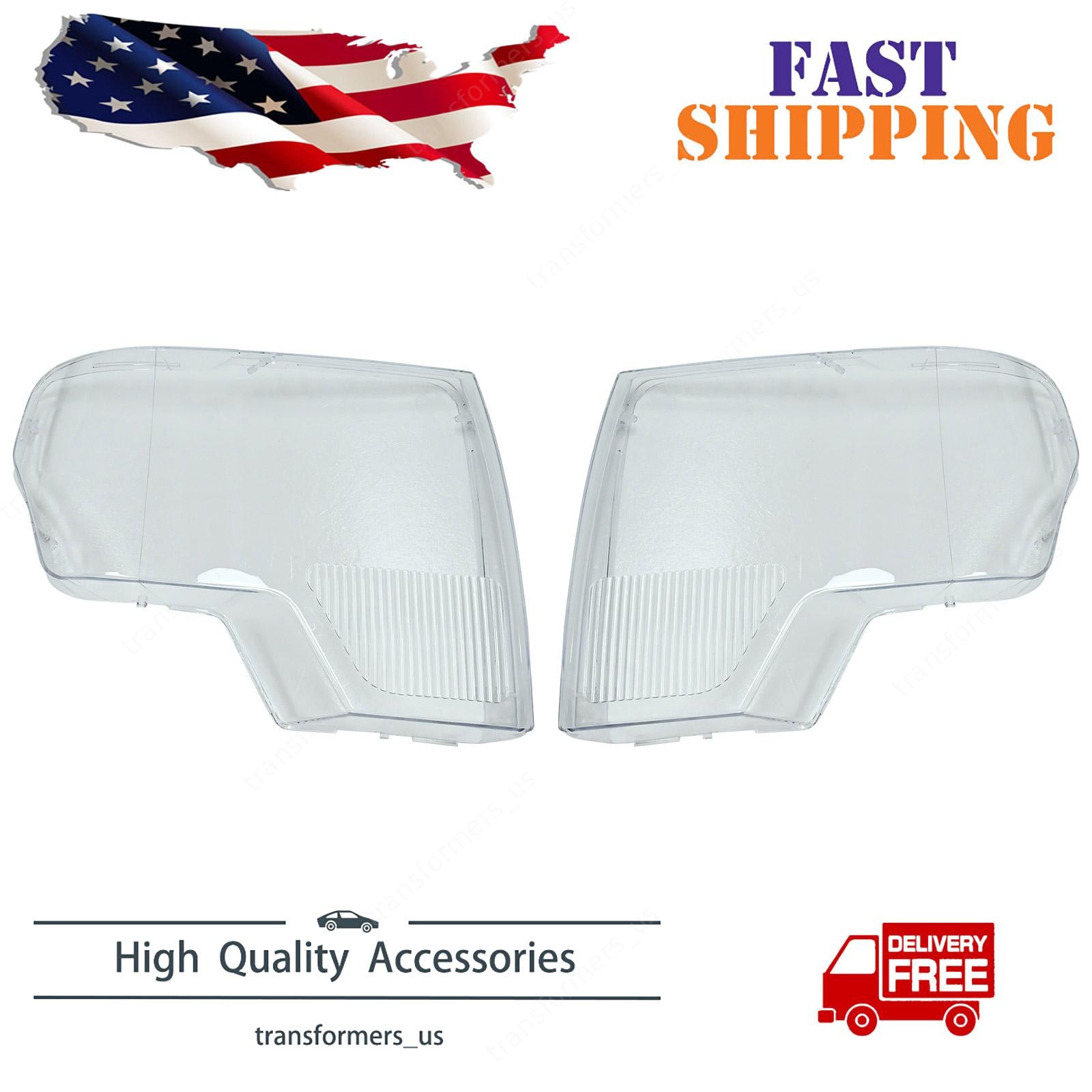 One Pair New Clear Headlamp Headlight Lens Cover For 2009-2014 Ford F-150