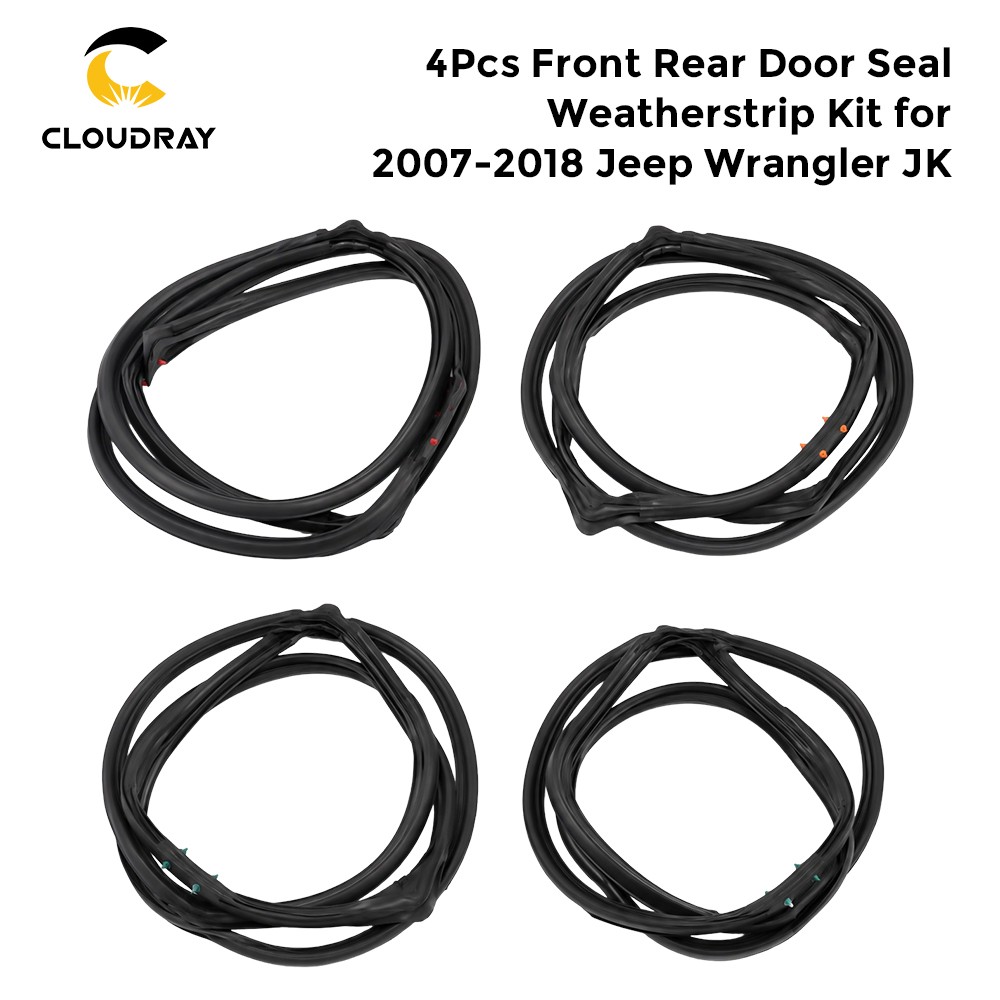 Front & Rear Door Weatherstrip Seal Kit Set of 4 for Jeep Wrangler 2007-2018