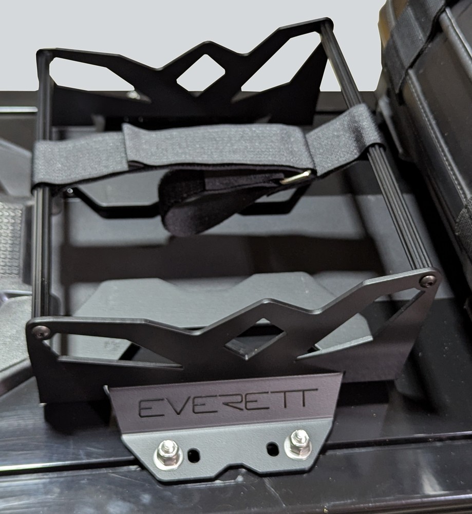 Everett Tunnel Mounted Gas Can Rack for Polaris and Arctic Cat Snowmobiles Everett Tunnel Mounted Gas Can Rack for Polaris and Arctic Cat Snowmobiles