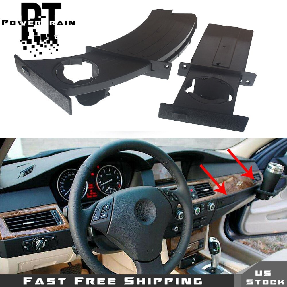 Pair Cup Holder Driver Passenger For BMW 5-Series E60 E61 M5 530i 528i 2004-2010