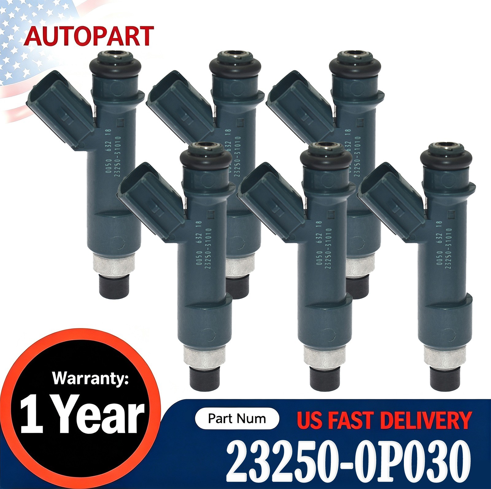 6x NEW OEM 23250-0P030 Denso Fuel Injector 23250-31010 for Toyota Tacoma 4Runner
