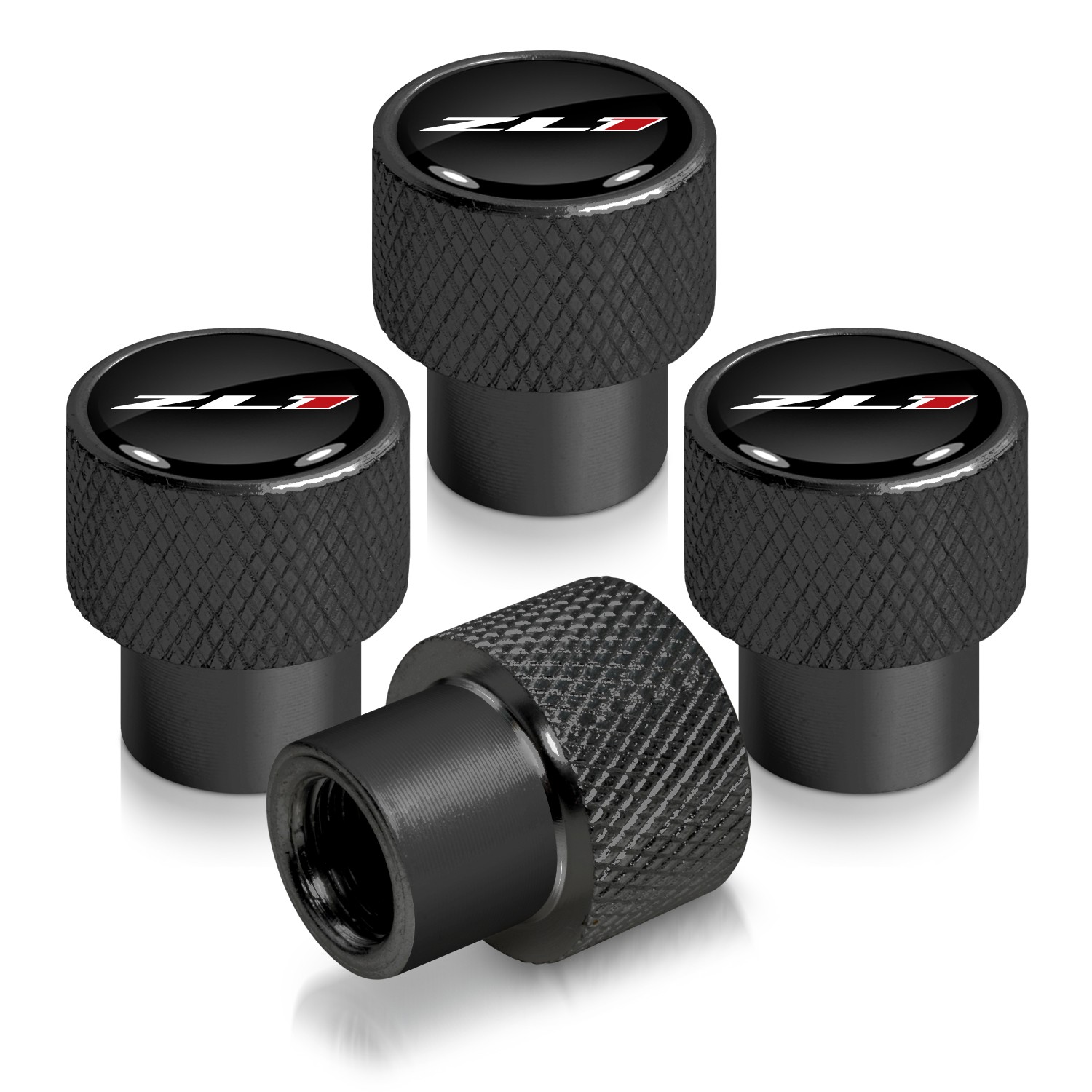 Chevrolet Camaro ZL1 Logo Black Easy-Grip Premium Aluminum Tire Valve Stem Caps