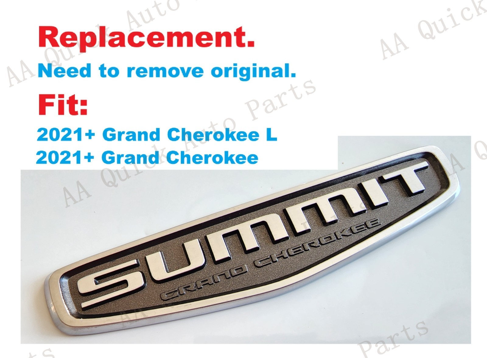 Chrome Black Rear Tailgate Summit Emblem 2021+ Grand Cherokee 2 Row L 3 Row