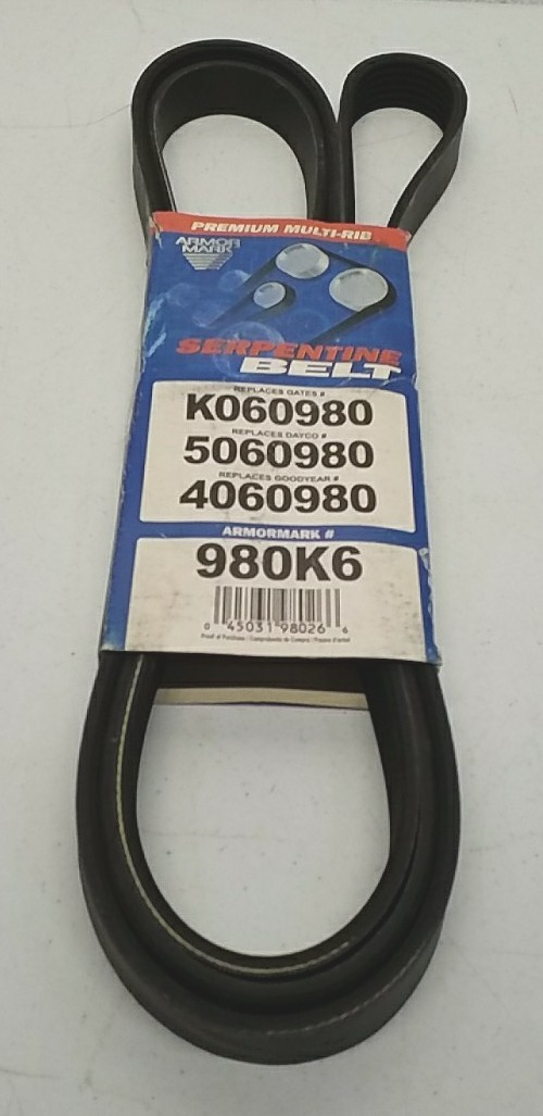 Armor Mark 980K6 Premium Multi-Rib Serpentine Poly-V Drive Belt