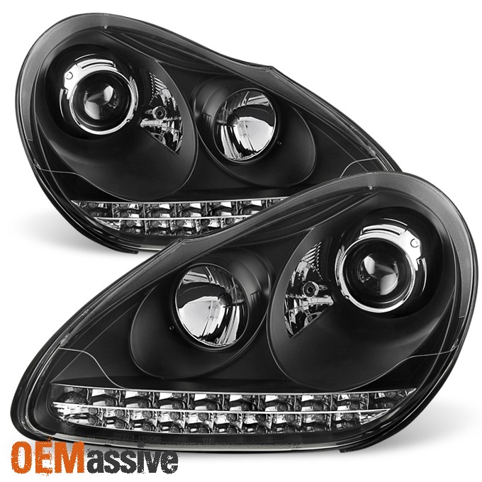 For 03-06 Porsche Cayenne 955 Xenon HID Model Black Projector DRL LED Headlights