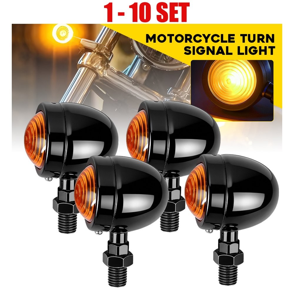 Black Housing Amber Lamp Motorcycle Turn Signal Tail Indicators 4-40X Universal