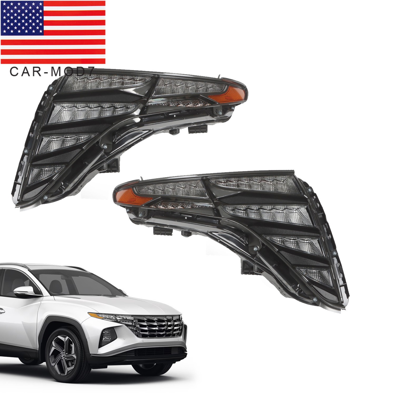2Pcs LED DRL Headlight Driver + Passenger Side For 2022-2024 Hyundai Tucson