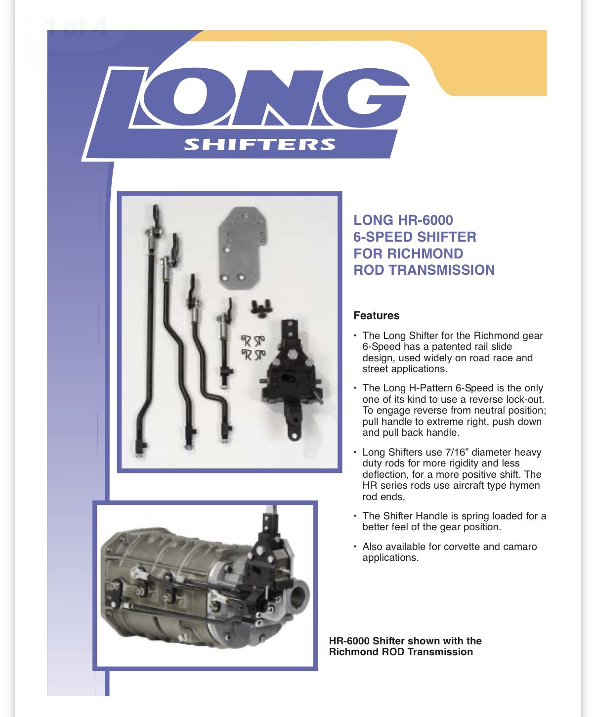 Long Shifters HR-6000 6-SPEED MANUAL TRANS SHIFT KIT FOR RICHMOND Lists $1000+