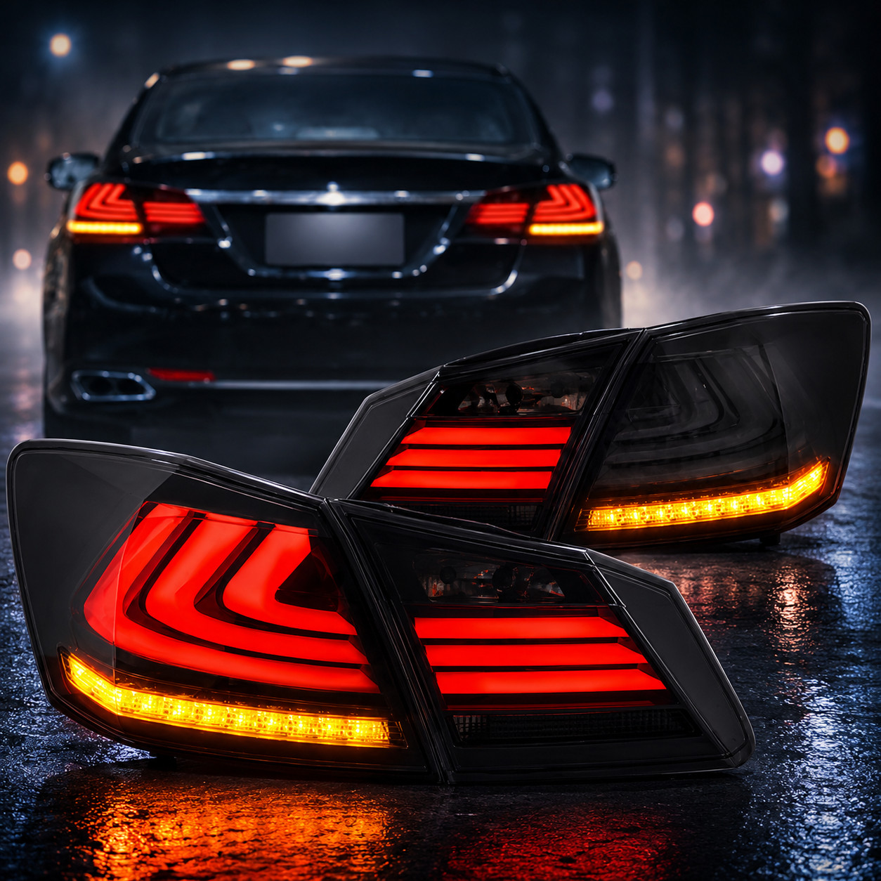 Tail Lights For 2013-2017 Honda Accord Smoked LED Sequential Startup Assembly